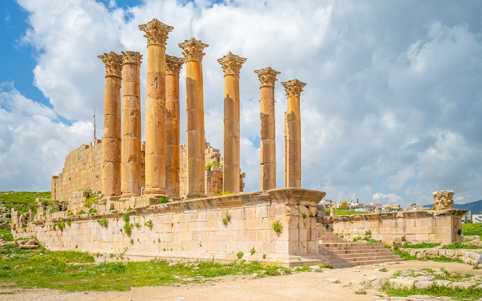 Ancient Roman columns at Ephesus archaeological site, Turkey.