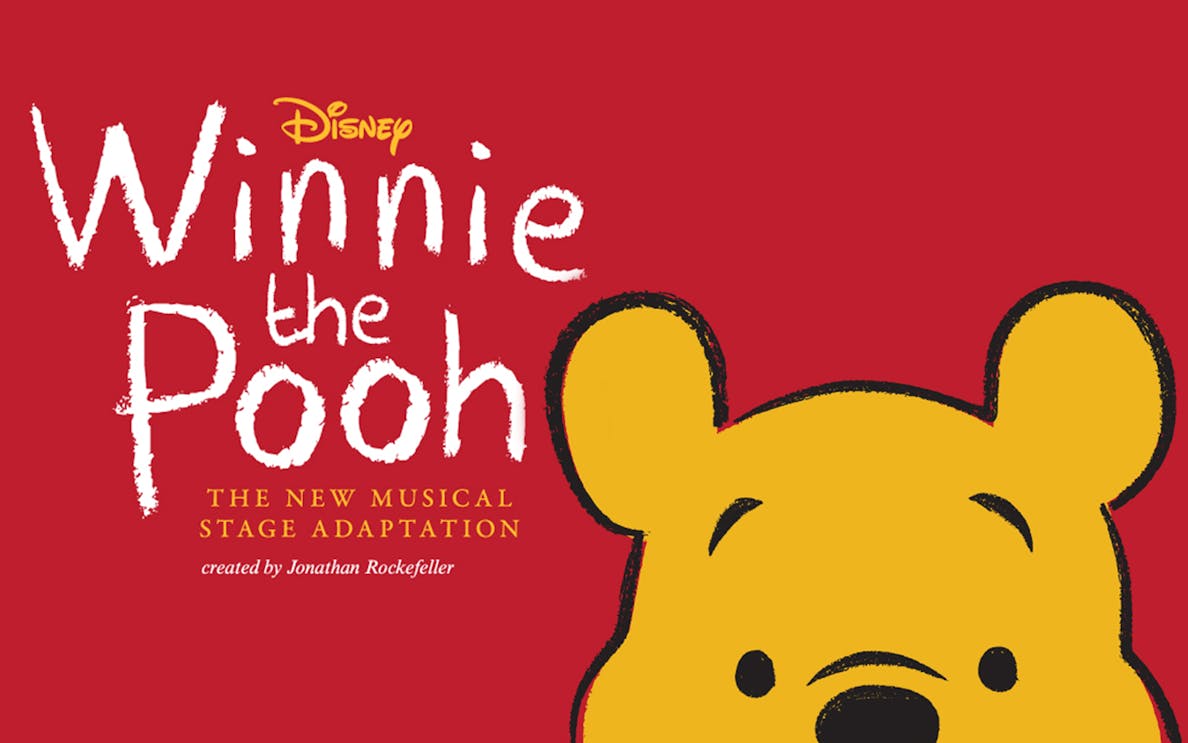 Winnie the Pooh musical adaptation poster with Pooh's face and title text.