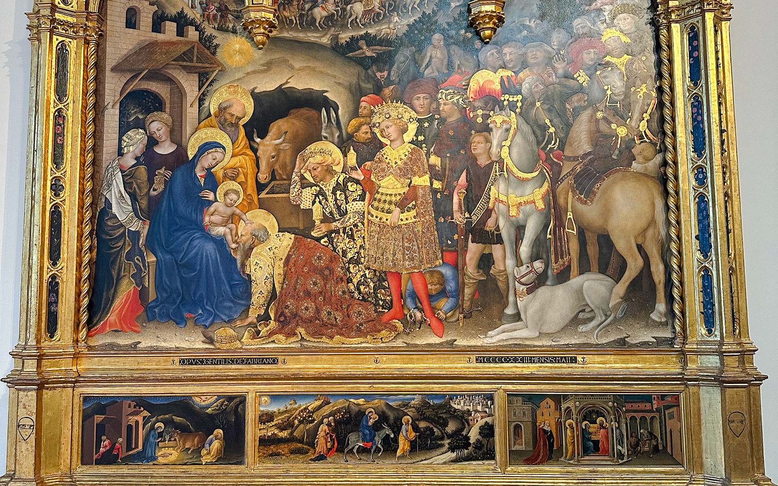 Adoration of the Magi painting in Accademia Gallery, Florence, depicting biblical scene with Magi and Holy Family.