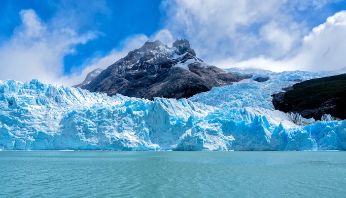 Spegazzini Glacier between mountains in Patagonia, Argentina.
