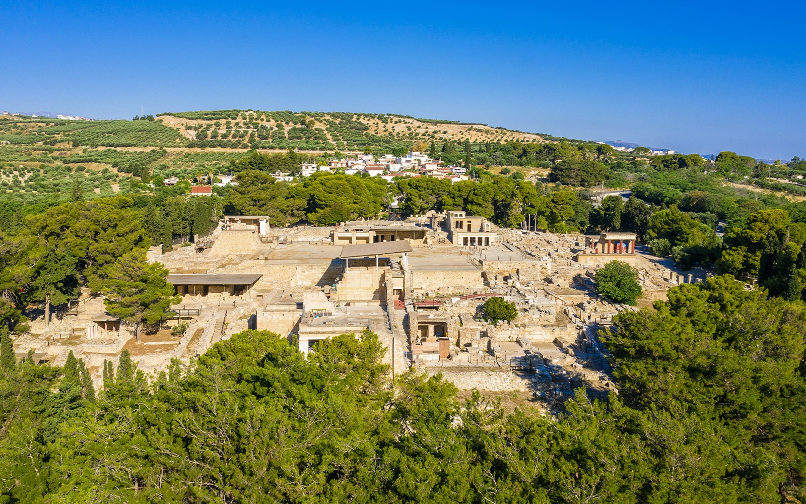 Aerial view of Knossos ruins at Crete, Greece