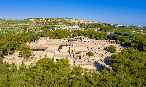 Aerial view of Knossos ruins at Crete, Greece