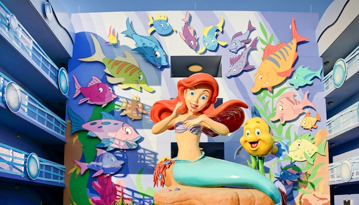 Ariel and Flounder statue at The Little Mermaid – A Musical Adventure, Disney