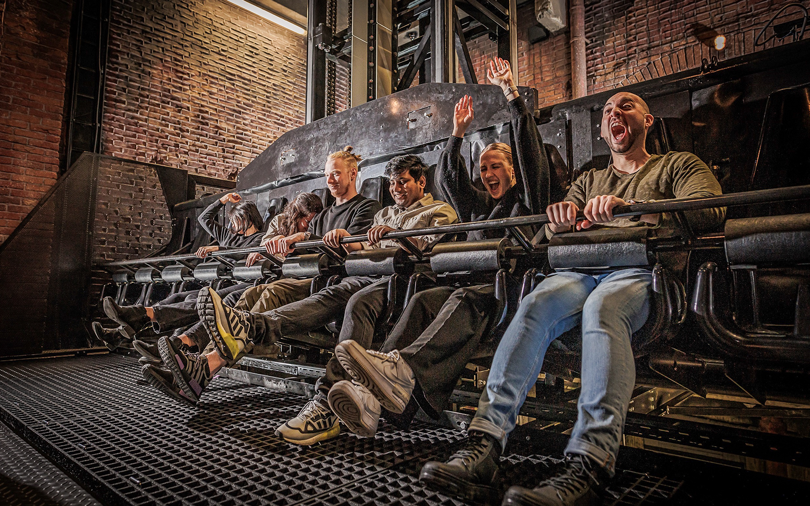 Visitors on a thrilling ride at Berlin Dungeon.