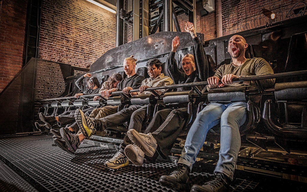 Visitors on a thrilling ride at Berlin Dungeon.