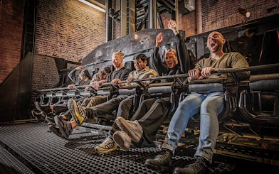 Visitors on a thrilling ride at Berlin Dungeon.