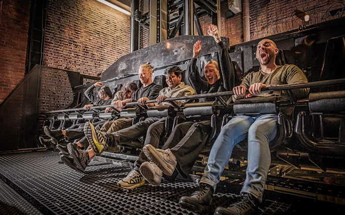 Visitors on a thrilling ride at Berlin Dungeon.