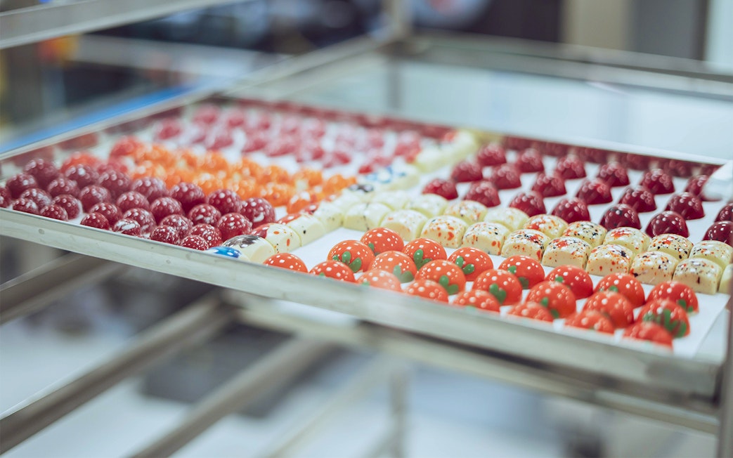 Assorted chocolates on display at The Chocolate Story Museum.
