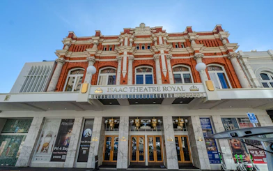 Isaac Theatre Royal facade in Christchurch on the walking tour route.