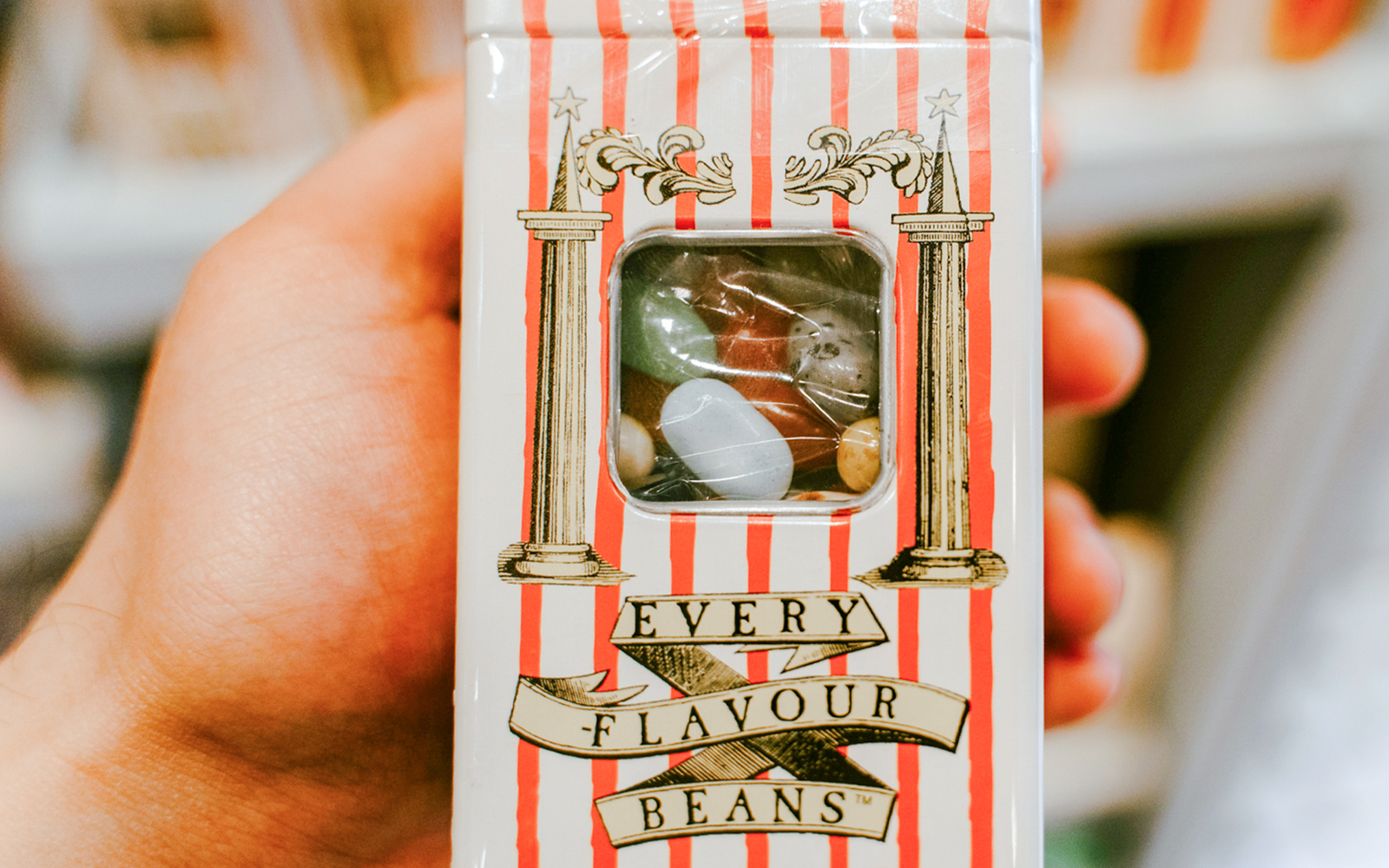 Every flavour beans on display at Universal Studios Harry Potter attraction.