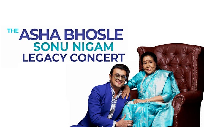 Asha Bhosle and Sonu Nigam seated together for Legacy Concert in Dubai.