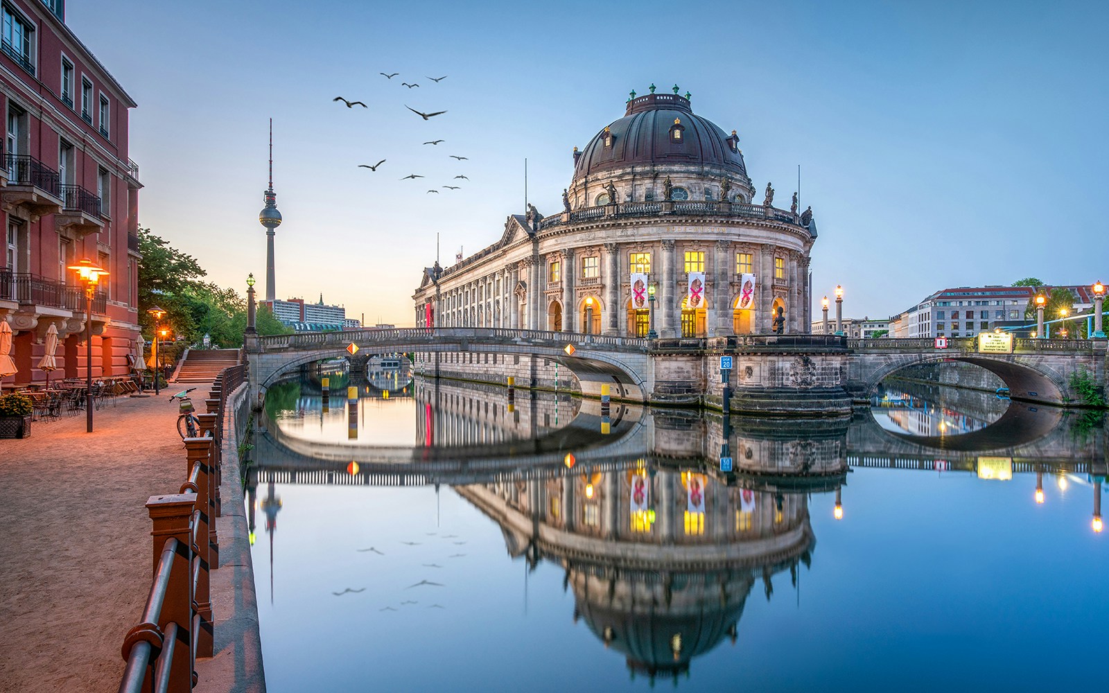Bode Museum on Museum Island, Berlin, with TV Tower in the background.