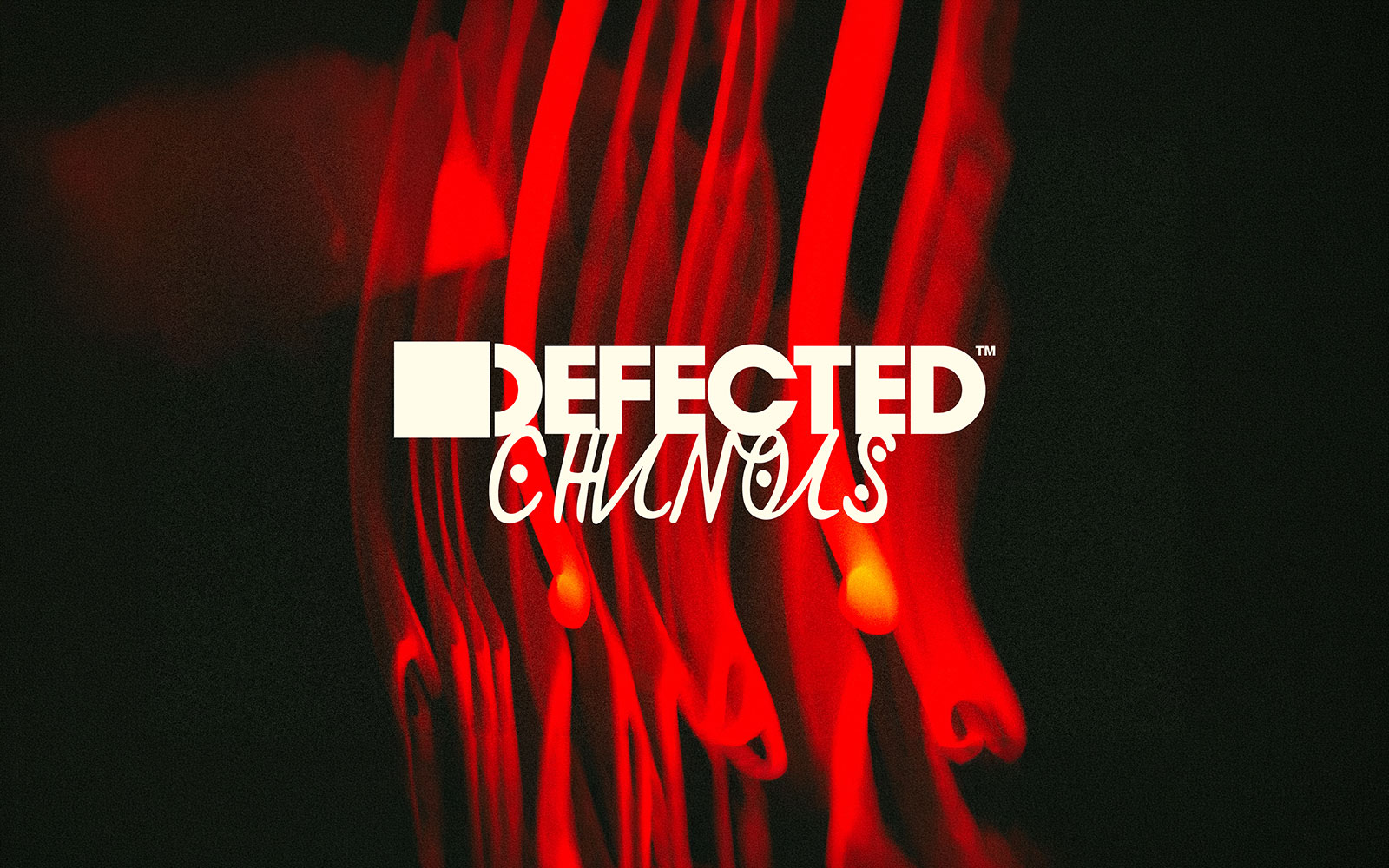 Defected event poster with red abstract design at Club Chinois Ibiza.