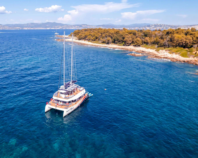 From Marina Bay of Angels: Catamaran Cruise to Lérins Island with Snorkeling (Product 47167)