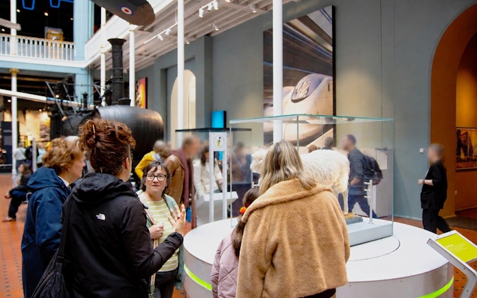 Visitors exploring exhibits at the National Museum of Scotland in Edinburgh.