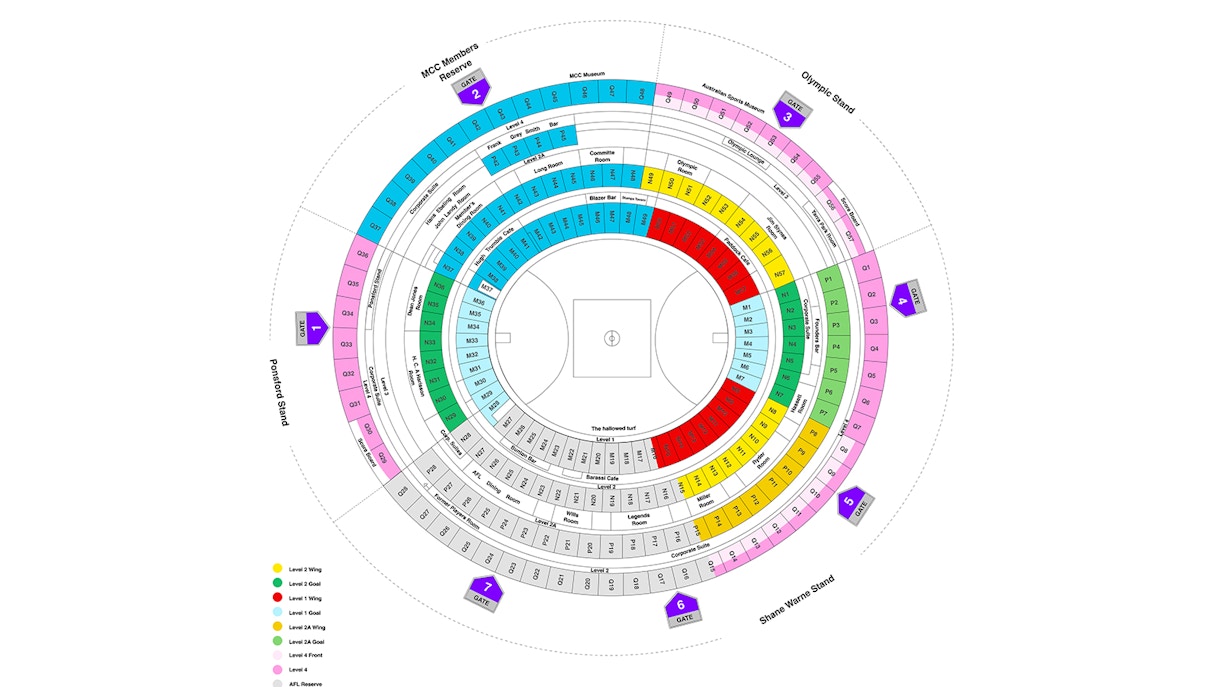 Melbourne Cricket Ground - AFL SeatMap