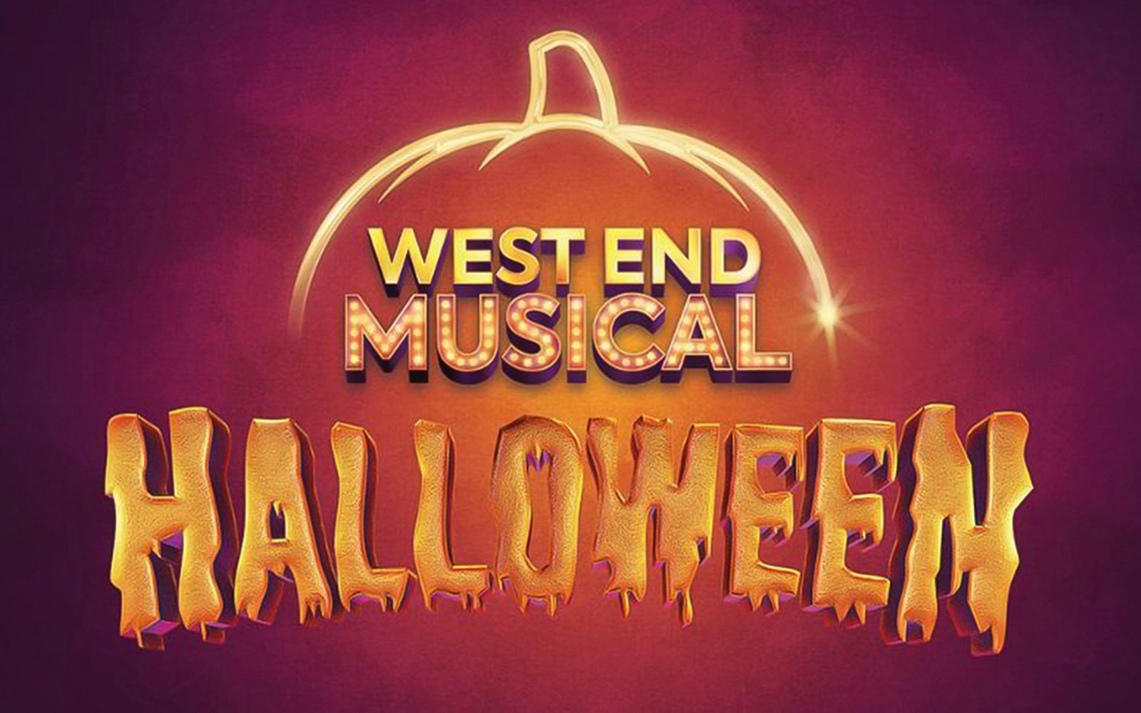 Actors performing on stage in a Halloween-themed West End musical in London.