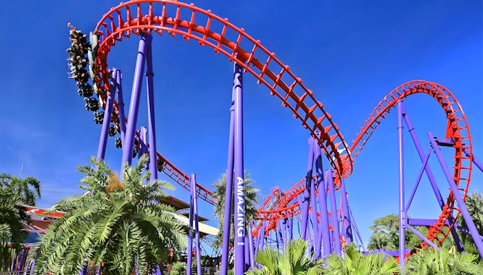 Vortex water ride at Siam Amazing Park, Bangkok, with people enjoying the thrilling twists and turns.