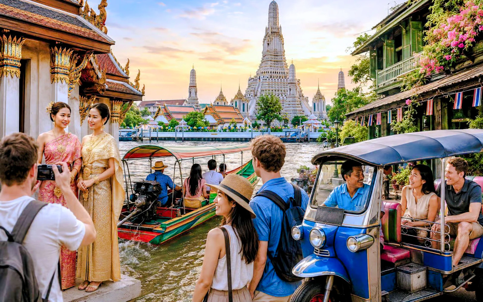 Bangkok Icons: Wat Arun Thai Costume, Canals & Tuk-Tuk Adventure