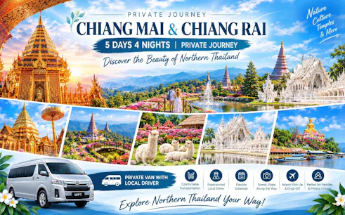 Chiang Mai and Chiang Rai temples and landscapes, Northern Thailand tour highlights.