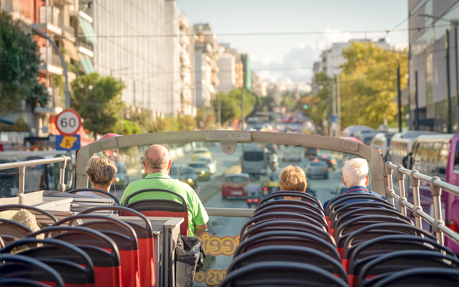 Double-decker bus on a hop-on hop-off tour in Nashville.