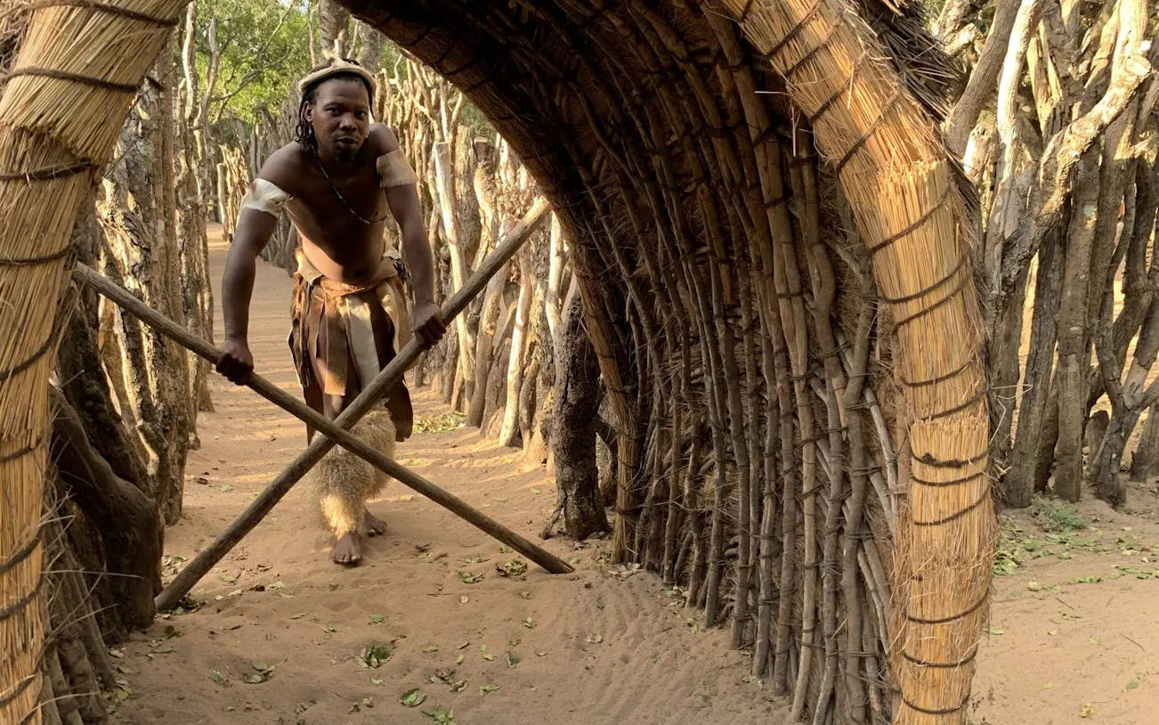 Zulu cultural village entrance in Durban tour.