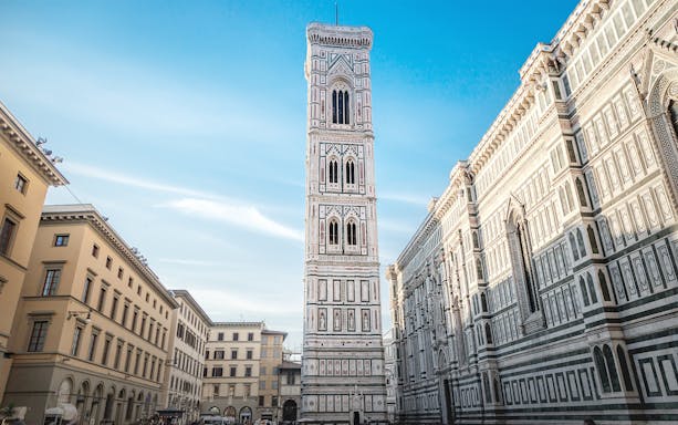 Giotto's Campanile beside Florence Cathedral, part of Florence in a Day tour.
