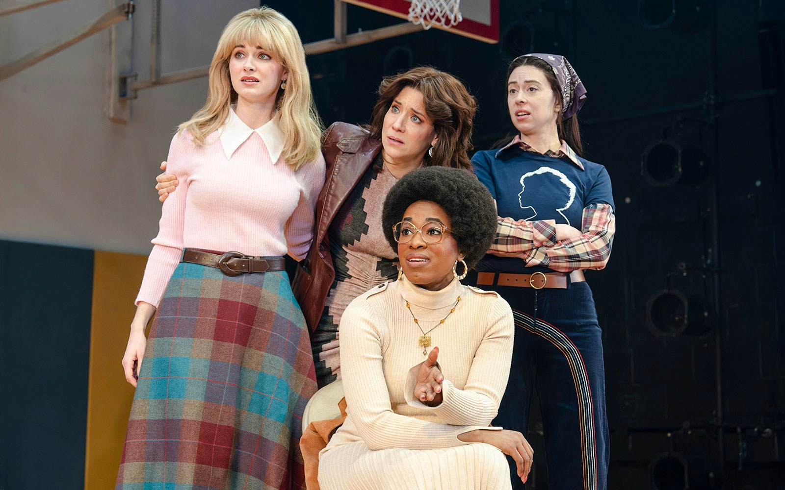 Four actors performing in the Liberation Broadway show.