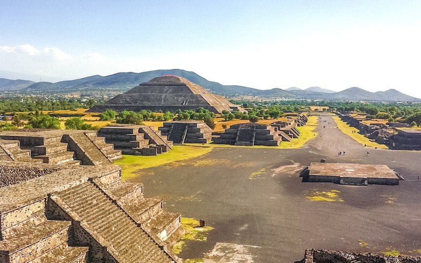 Teotihuacan Pyramids along the Avenue of the Dead in Mexico.