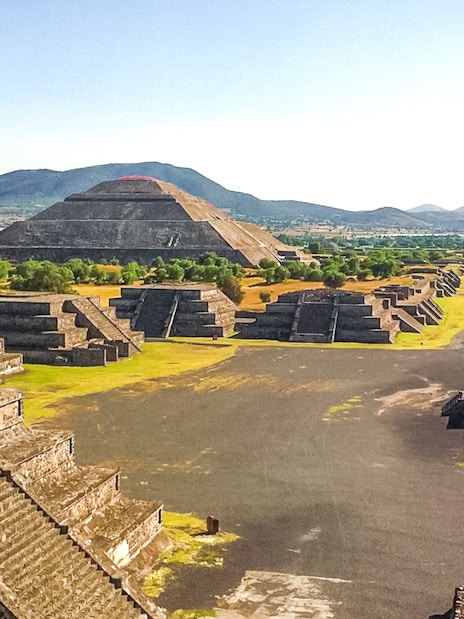 Teotihuacan Pyramids along the Avenue of the Dead in Mexico.