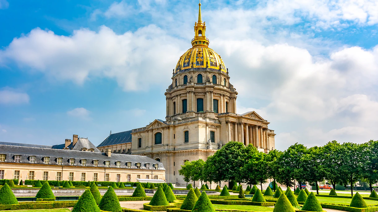 National Residence of the Invalids with its golden dome and manicured gardens in Paris.