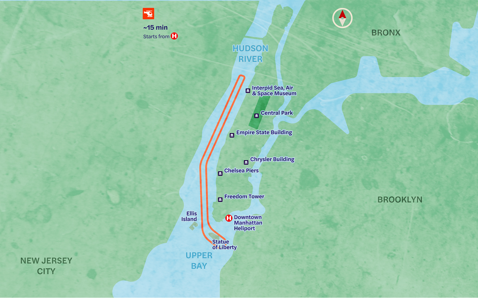 New York Helicopter tour route maps