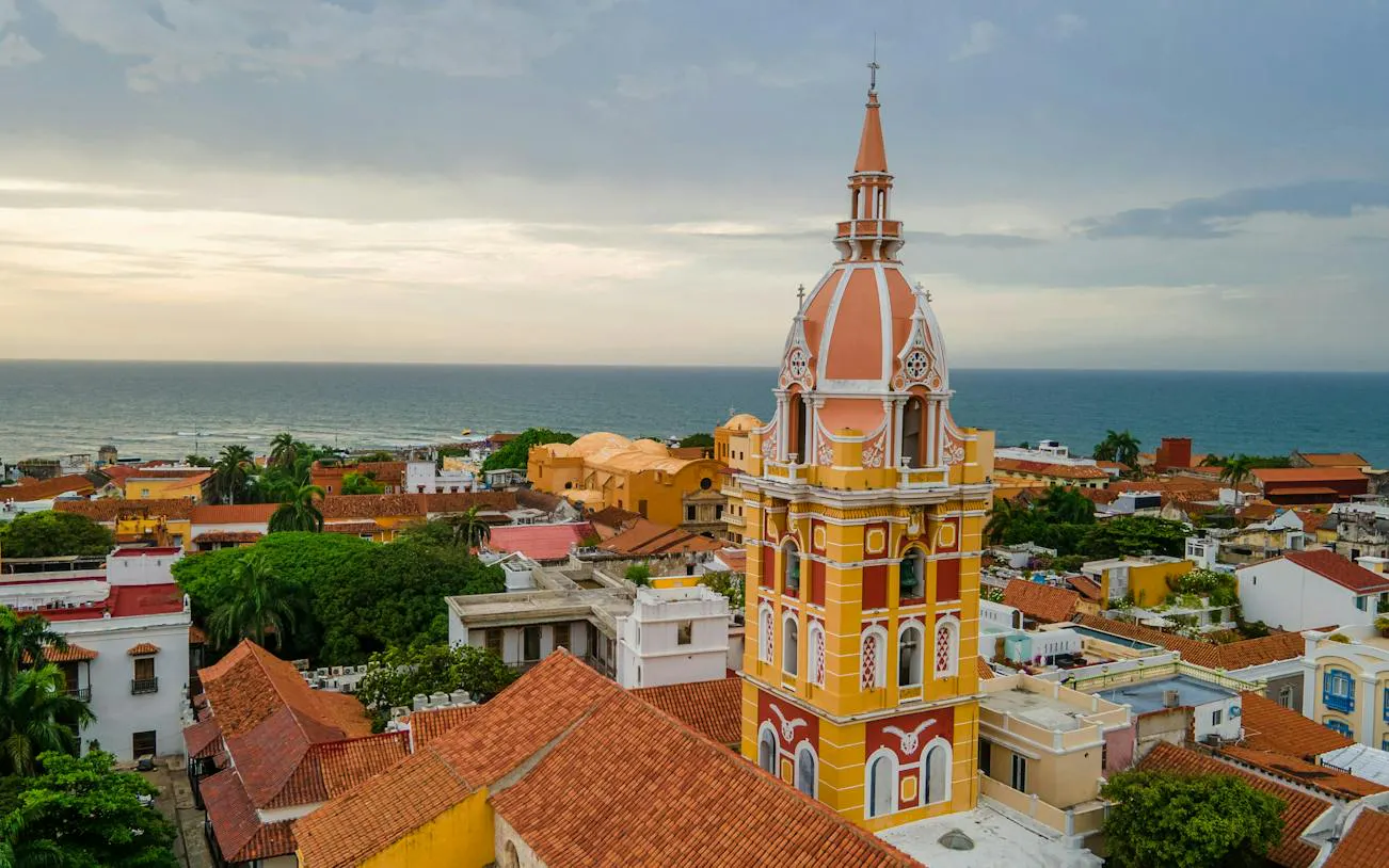 Cartagena Cathedral tower overlooking the city and sea, part of the Lost Emerald Mystery tour.