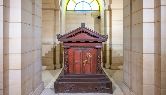 Rousseau's tomb in the crypt of the Paris Pantheon, France.