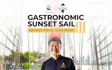 Gastronomic sunset sail on The Royal Albatross with chef, featuring special dinner cruise.