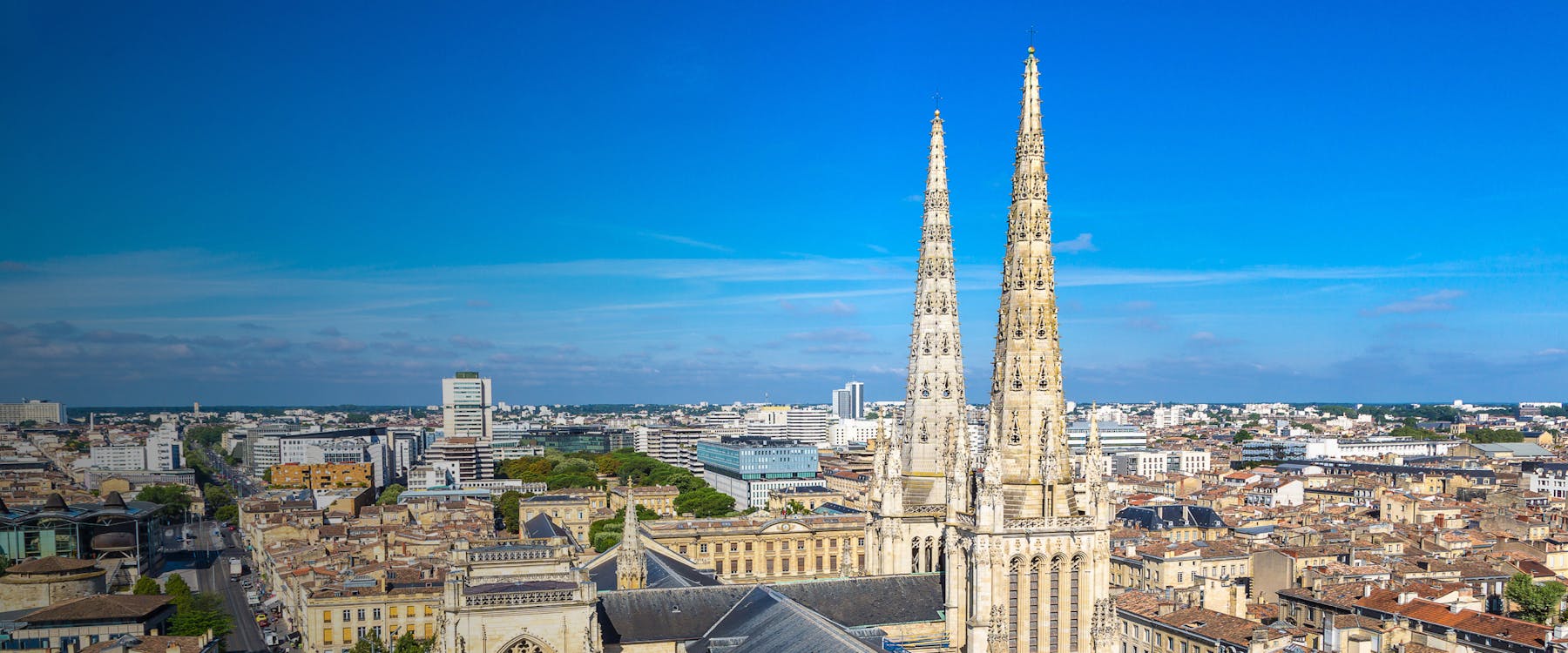 Bordeaux cityscape with Saint-André Cathedral spires in view.