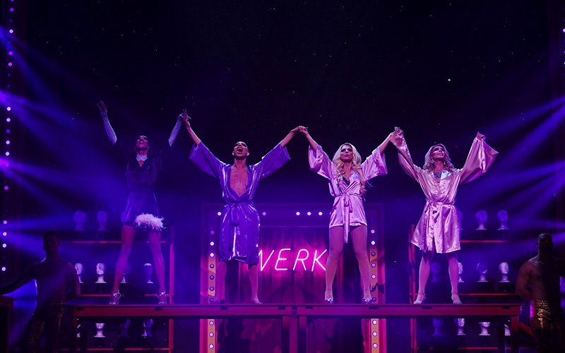 Drag performers on stage at RuPaul's Drag Race LIVE! show in Las Vegas.