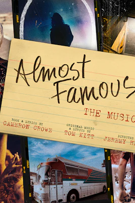 Collage of Almost Famous musical scenes with a tour bus and concert crowd.