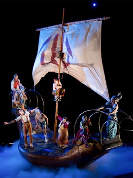 Performers on a ship-themed stage in a Cirque du Soleil show, Las Vegas.