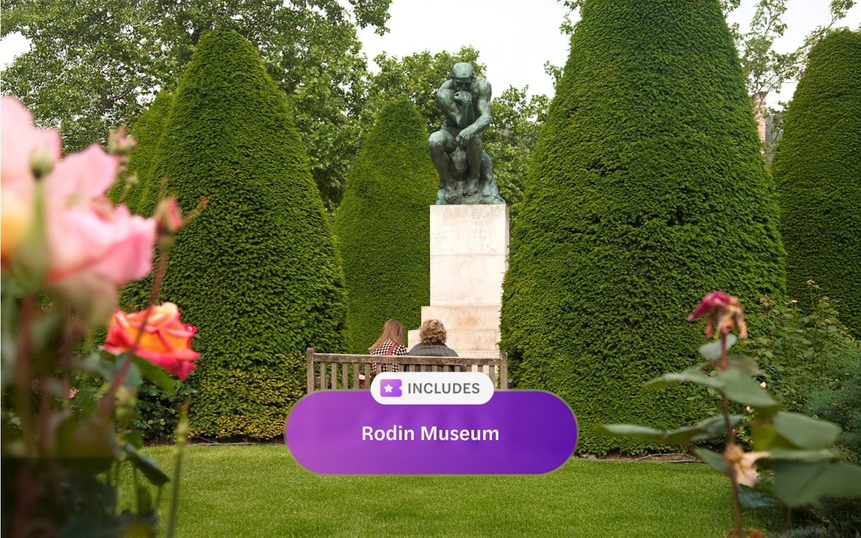 Rodin Museum garden with The Thinker statue, Paris Museum pass.