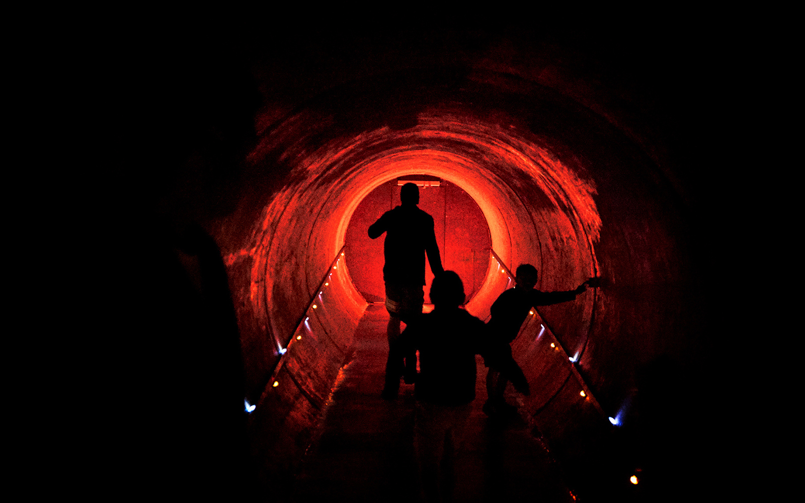 Visitors exploring Ruakuri Cave's illuminated limestone formations in New Zealand.