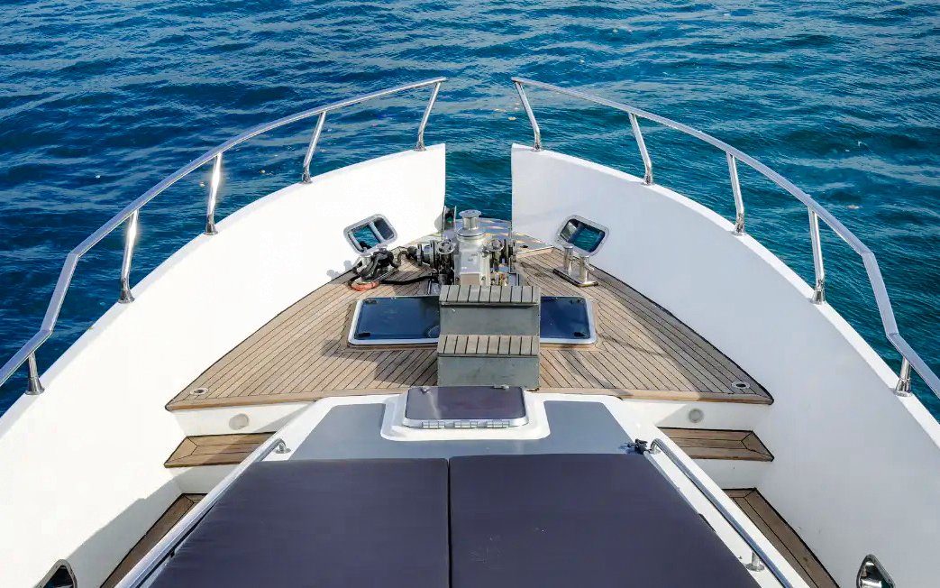 Luxury yacht deck on Bosphorus private cruise with ocean view.