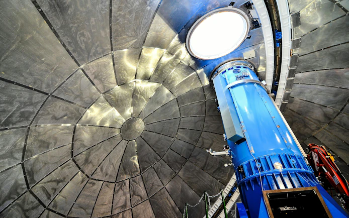 Telescopes inside the Teide Astronomical Observatory dome in Tenerife.