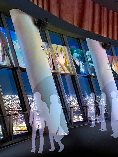Tokyo Skytree Round Theatre with Puella Magi Madoka Magica displays, Tokyo, Japan