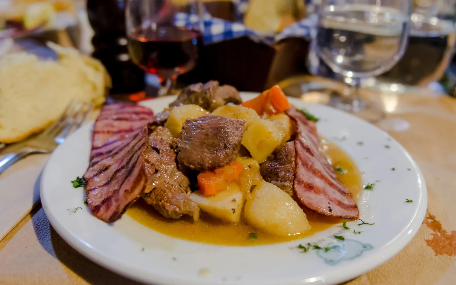 Lunch with grilled meat and vegetables on Delphi Guided Small Group Day Tour from Athens.