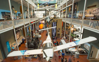 Airplane exhibit inside the National Museum of Scotland, Edinburgh.