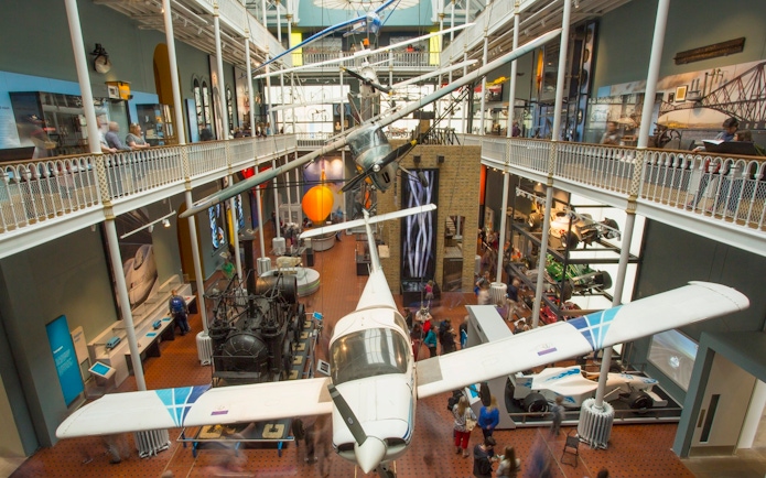 Airplane exhibit inside the National Museum of Scotland, Edinburgh.