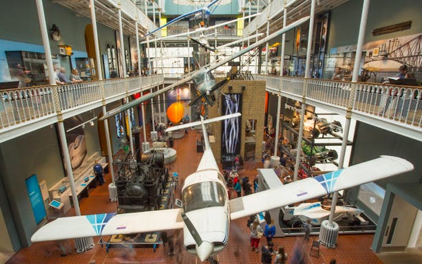 Airplane exhibit inside the National Museum of Scotland, Edinburgh.