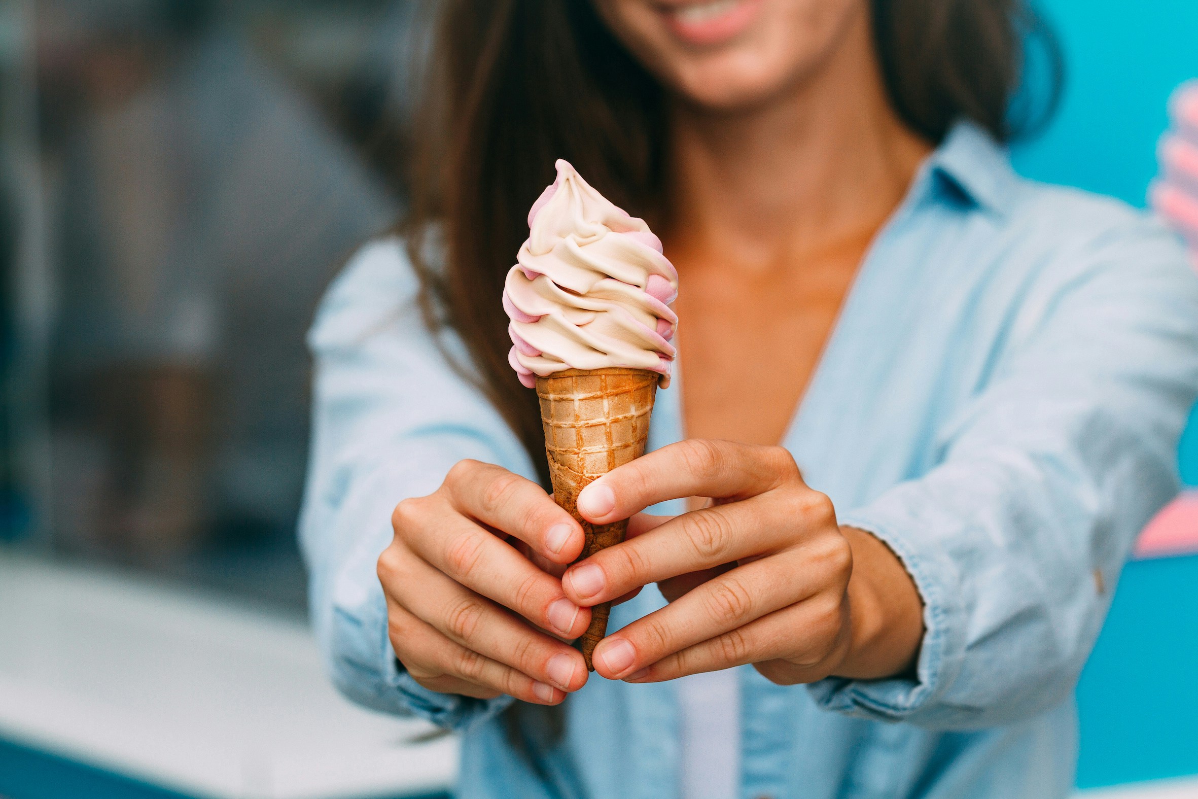 Woman enjoying ice cream