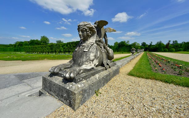 Sphinx statue in the gardens of Château & Park of Champs-sur-Marne, France.